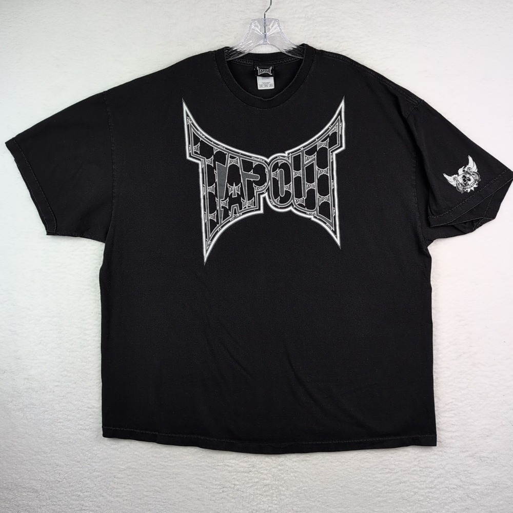 VTG Tapout T-Shirt Men's 3XL Black Double Sided‎ Spell Out Log Cotton